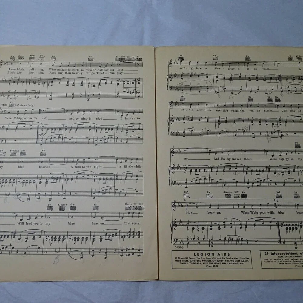 Vintage My Blue Heaven Leo Feist George Whiting Walter Donaldson Sheet Music Art - Picture 7 of 8
